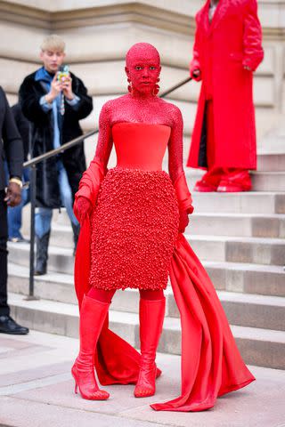 <p>Getty Images</p> Doja Cat at the Schiaparelli show during Paris Haute Couture Fashion Week on January 23, 2023