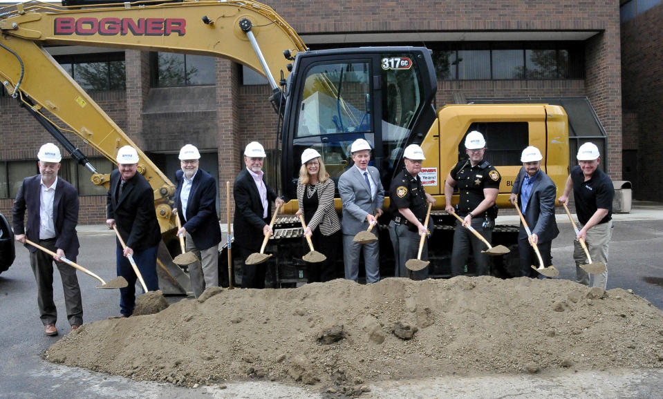 The official first shovel full of dirt was thrown at the end of the groundbreaking ceremony. Actual construction on the 2 1/2-year expansion project will begin May 13.