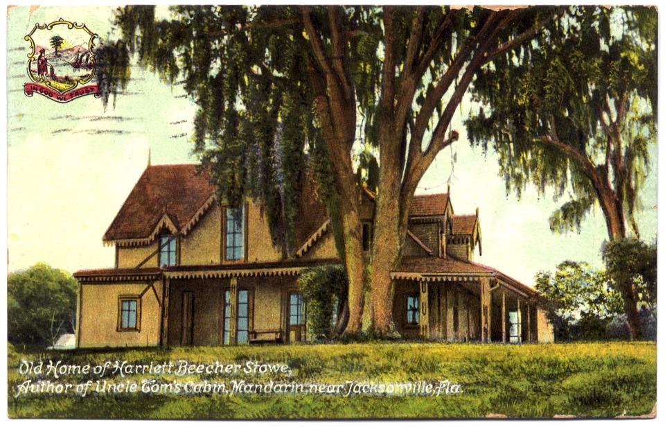 This postcard entitled "Old Home of Harriett Beecher Stowe, Author of Uncle Tom's Cabin, Mandarin, near Jacksonville, Fla." was postmarked on the back and dated April 25, 1911. Postage was 1 cent at the time.