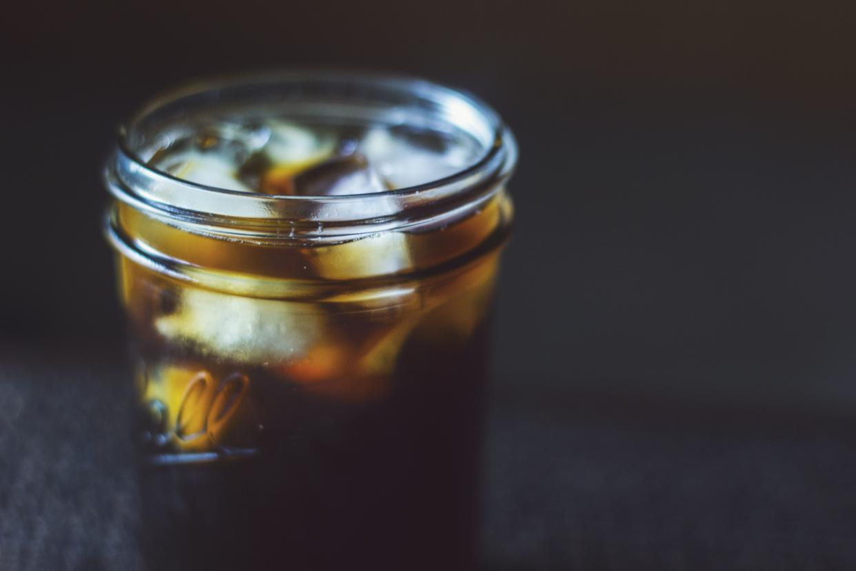 Cold brew coffee with ice in a glass