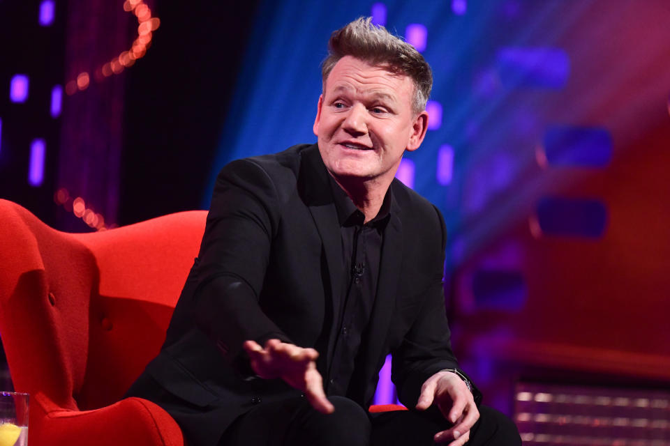 EDITORIAL USE ONLY Gordon Ramsay during filming for the Graham Norton Show at BBC Studioworks 6 Television Centre, Wood Lane, London, to be aired on BBC One on Friday evening. Picture date: Wednesday February 17, 2021.