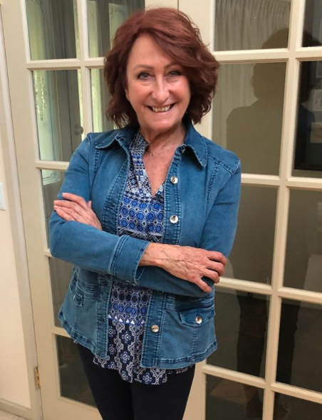 Home and away star Lynne McGranger who plays Irene Roberts poses after calling Trump a 'clown shoe'