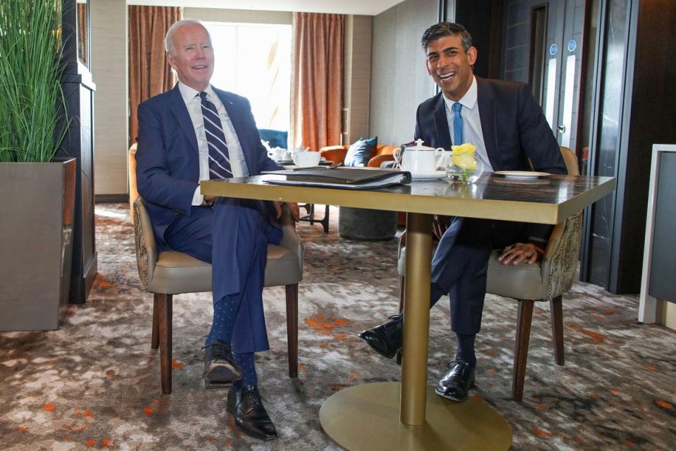 Prime Minister Rishi Sunak (right) with with Joe Biden during the US President’s visit to the island of Ireland (Paul Faith/PA) (PA Wire)