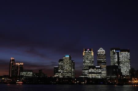 A general view shows the Canary Wharf financial district in east London January 12, 2012. REUTERS/Eddie Keogh