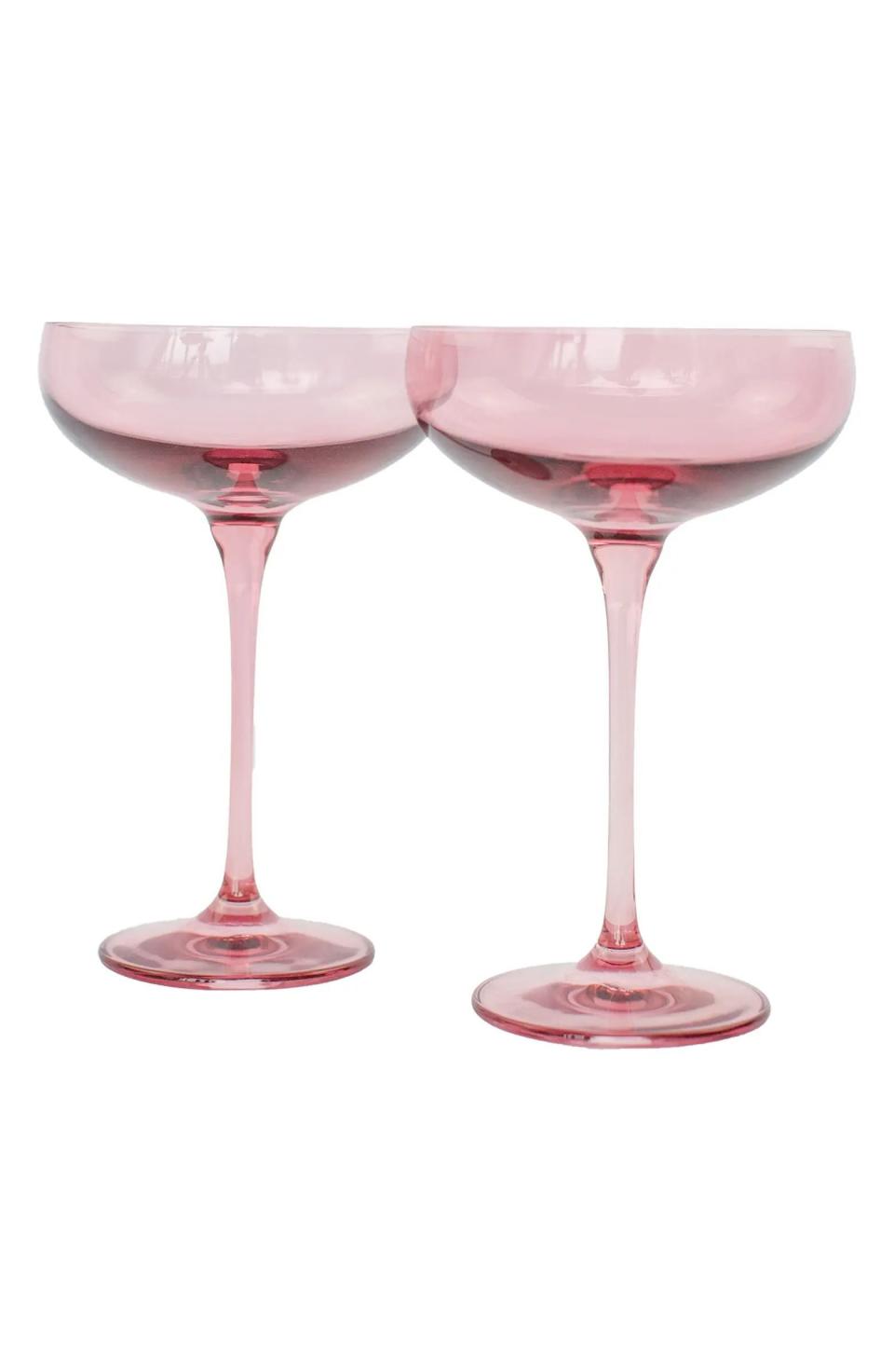 16) Estelle Colored Glass Stem Coupes (Set of 2)