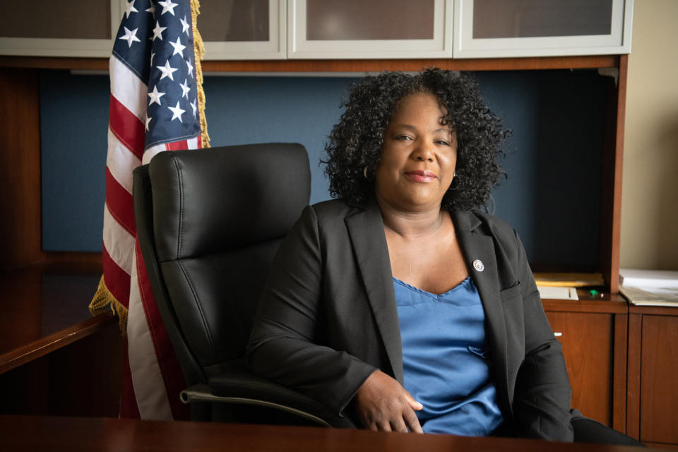 Louisiana state Rep. Delisha Boyd at her office in New Orleans.  (Akasha Rabut for NBC News)