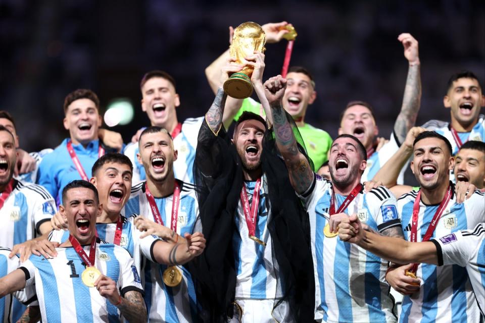 Lionel Messi led the celebrations after Argentina won the World Cup in Qatar (Getty Images)