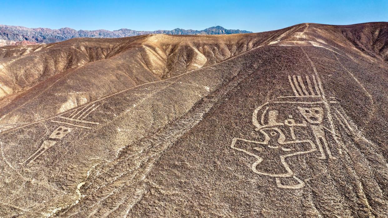 aerial view of palpa geoglyphs in peru