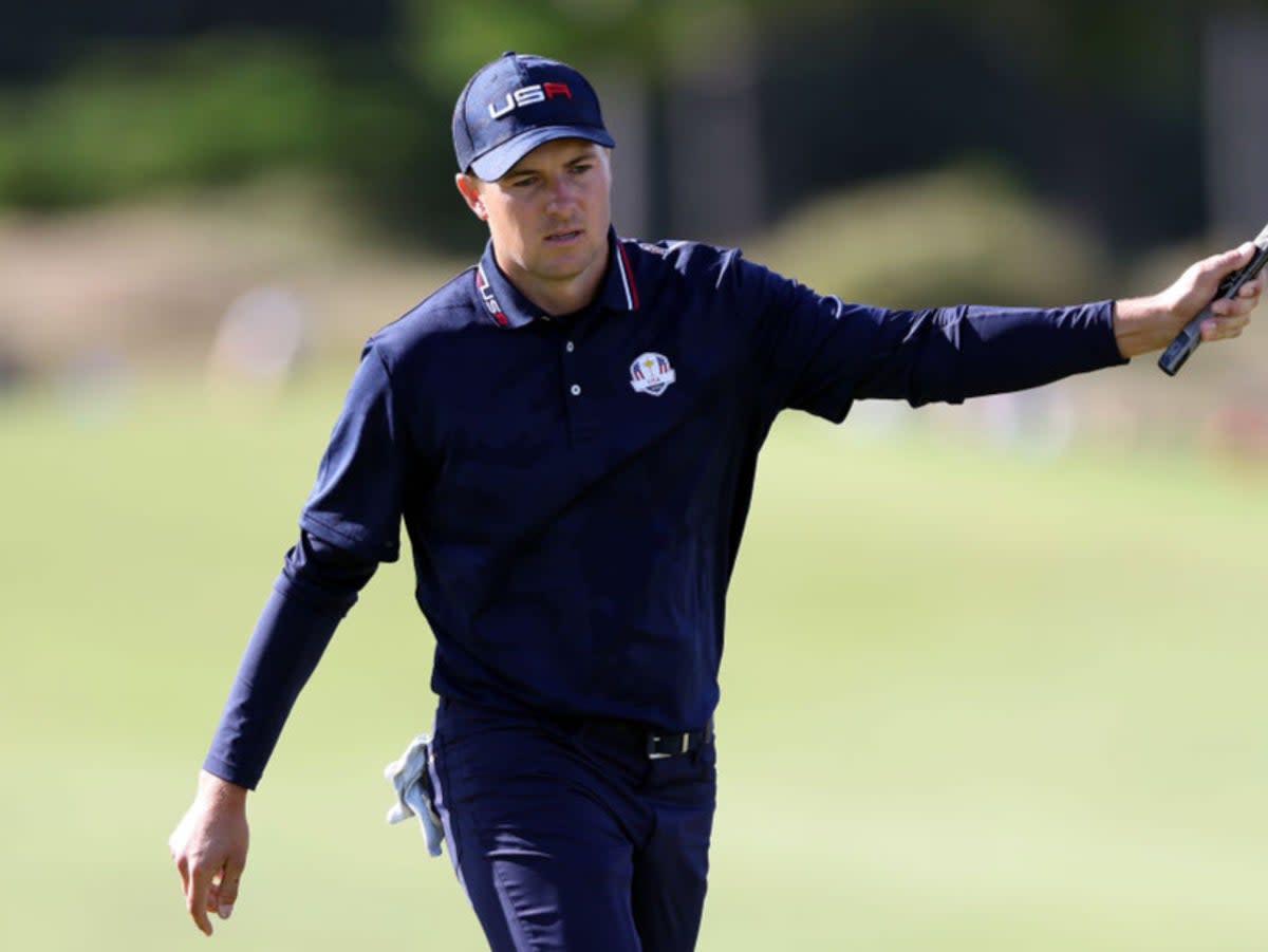 Jordan Spieth celebrates during the 43rd Ryder Cup at Whistling Straits (Getty Images)