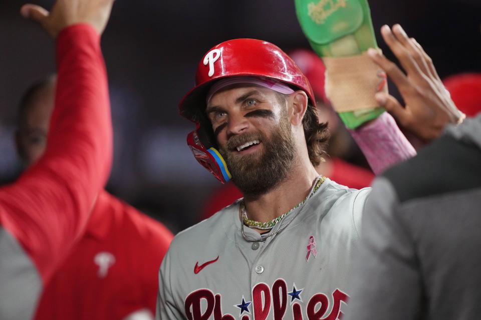 Bryce Harper got a nice reception in the dugout after scoring a run in a May 12 game against the Marlins, but it paled in comparison to the one he got when he helped a New Jersey teenager get a date to his high school prom.