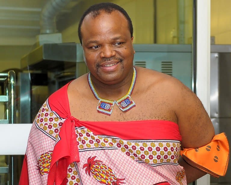 King Mswati III of Swaziland smiles during his visit to Taylor's University in Subang Jaya, outside Kuala Lumpur on July 3, 2013. Mswati III has chosen an 18-year-old beauty pageant contestant as his 14th wife, a palace spokesman said Tuesday, days before a much-criticised parliamentary vote