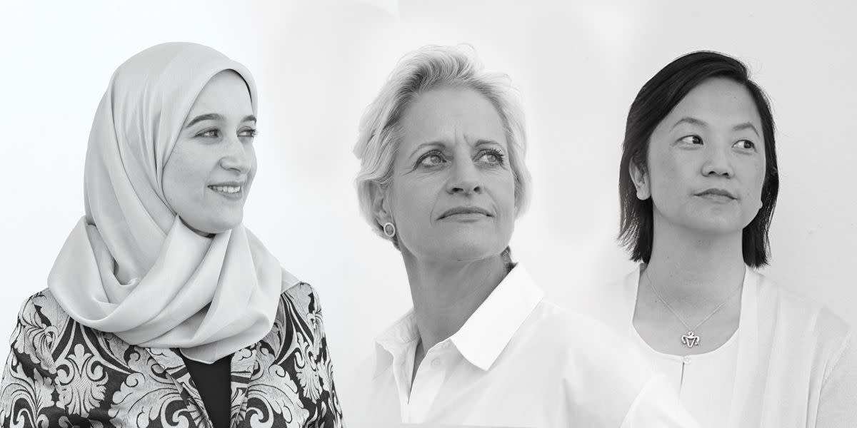 Wissenschaftlerinnen, darunter die Therapeutin Hadia Zarzour, die Genetikerin Yael Joffe und Sophia Yen, Mitbegründerin von Pandia Health, sind die Gesichter einer neuen Hautpflege-Werbung von Periconne MD mit dem Titel Born Seekers. (Bild: Jack McDonald/courtesy of Perricone MD)