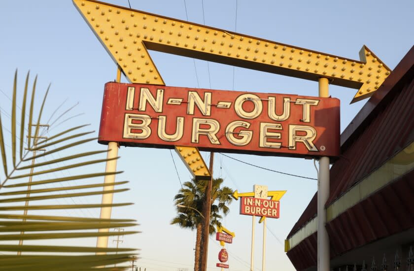 In-N-Out Burger signs fill the skyline on Tuesday, June 8, 2010, in Calif.