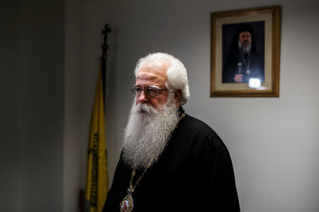 Greek Orthodox Metropolitan bishop of Demetrias and Almyros, Ignatius pauses during an interview with Reuters at the headquarters of the Holy Synod of the Greek Orthodox Church in Athens, Greece, February 7, 2017. REUTERS/Alkis Konstantinidis