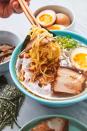 <p>From making your own dashi to preparing all the different toppings, this is hardly the Top Ramen dinner you remember from grad school. But the extra work is worth it — particularly if you’re looking to impress your partner (or your crush).</p><p>Get the <strong><a href="https://www.delish.com/cooking/recipe-ideas/a26258249/homemade-ramen-recipe/" rel="nofollow noopener" target="_blank" data-ylk="slk:Shoyu Ramen recipe;elm:context_link;itc:0;sec:content-canvas" class="link ">Shoyu Ramen recipe</a></strong> from Delish.</p>