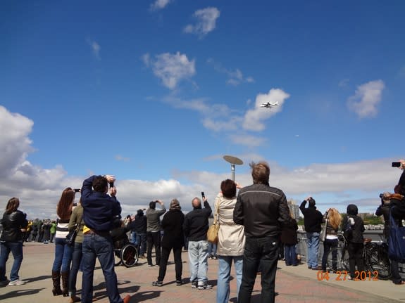 Reader Daniel Ortiz snapped this shot of the shuttle Enterprise on April 27, 2012, near the Hudson River and 72nd Street.