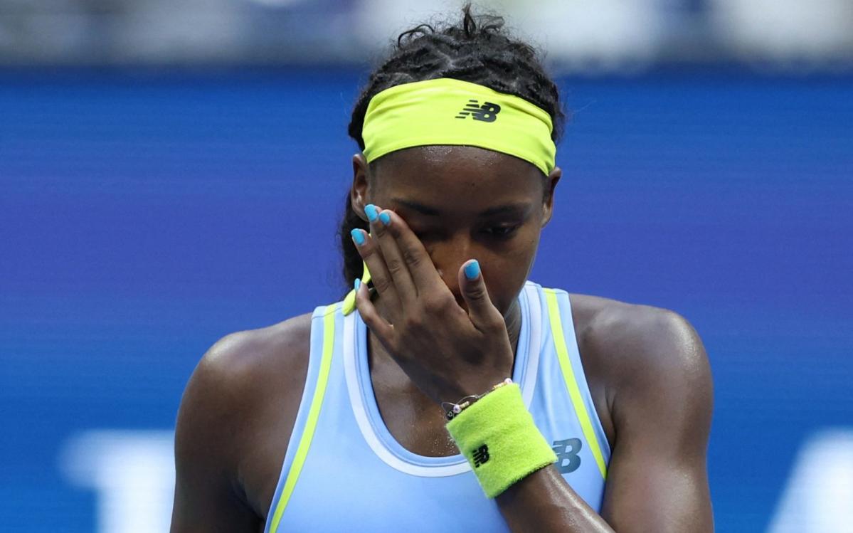 Coco Gauff is eliminated from the US Open after a double fault horror show