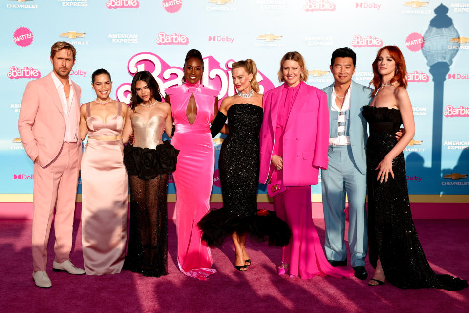 Ryan Gosling, America Ferrera, Ariana Greenblatt, Issa Rae, Margot Robbie, Greta Gerwig, Simu Liu and Hari Nef at the premiere of 