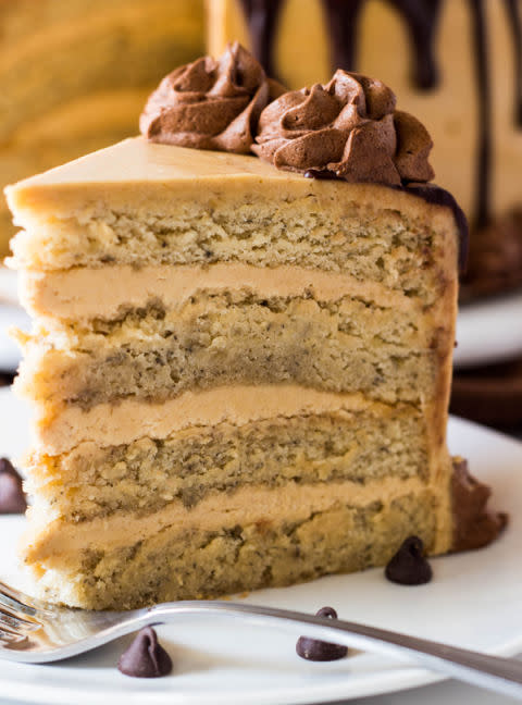 Peanut Butter Banana Cake with Whipped Ganache