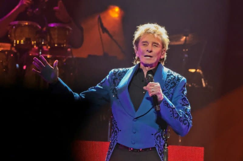 Barry Manilow performs on stage during a one night only concert " Manilow: Hits 2023" at the FLA Live Arena in Sunrise, Florida, on January 13. Photo by Gary I Rothstein/UPI