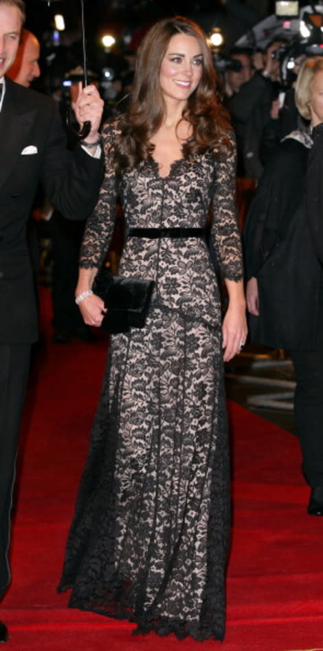 Kate Middleton attended a film premiere wearing an Alice Temperley dress. 