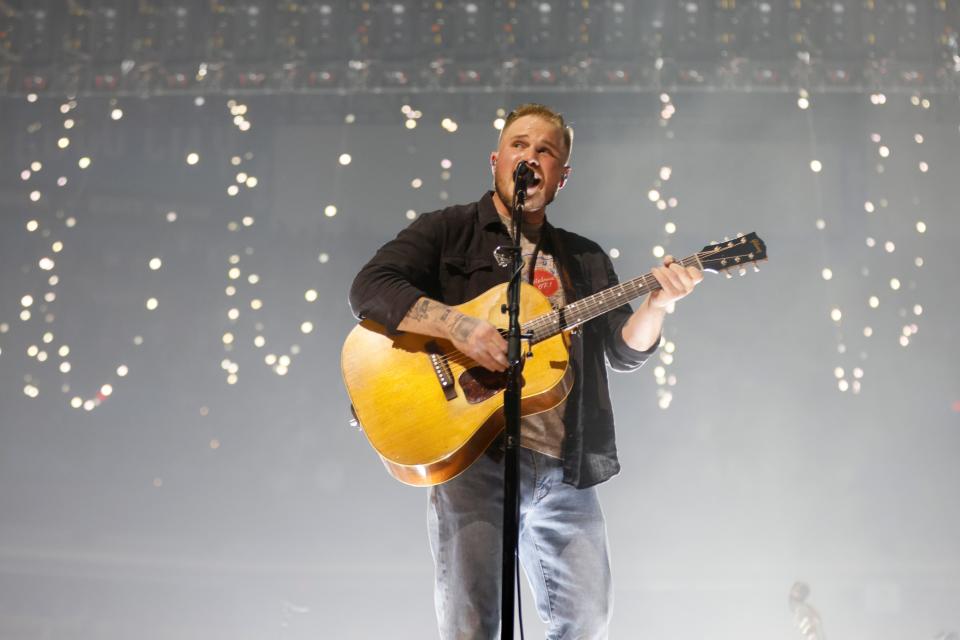 Zach Bryan performs the first of two back-to-back Oklahoma City shows on his "The Quittin' Time Tour" at Paycom Center in Oklahoma City, Friday, May, 17, 2024. He is playing his second OKC concert at 7 p.m. May 18 at the arena.