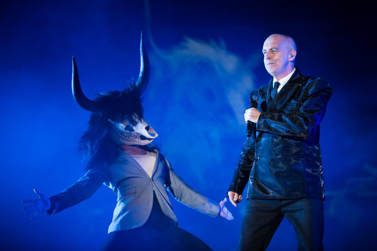 <p>Neil Tennant, part of the Pet Shop Boys, on stage in 2014</p> (Getty)