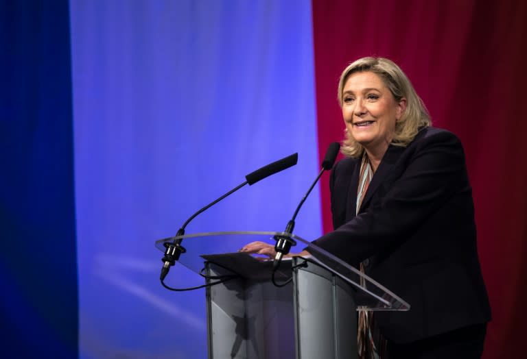 Marine Le Pen, leader of the French far-right National Front (FN) party, gives a speech in Lille, northern France, on November 30, 2015