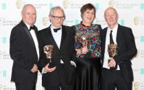 <p>L-R Dave Johns, Ken Loach, Rebecca O’Brien and Paul Laverty (Credit: Getty Images) </p>