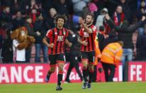 Football Soccer Britain - AFC Bournemouth v Liverpool - Premier League - Vitality Stadium - 4/12/16 Bournemouth's Nathan Ake celebrates scoring their fourth goal with Steve Cook Reuters / Eddie Keogh Livepic