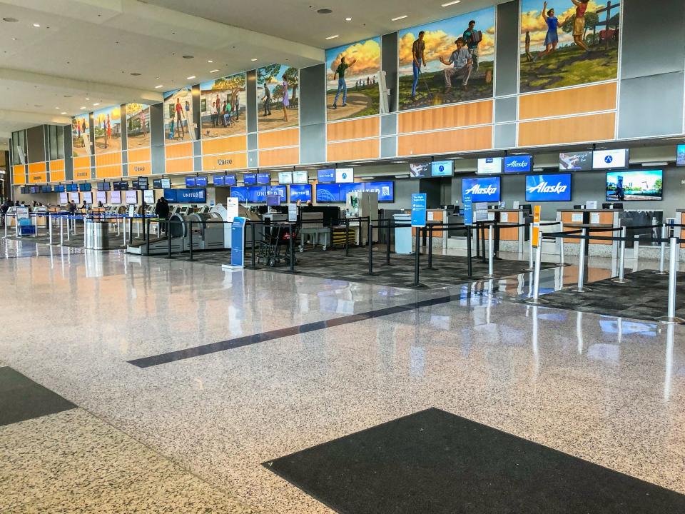 flying during coronavirus empty airport checkin austin bergstrom