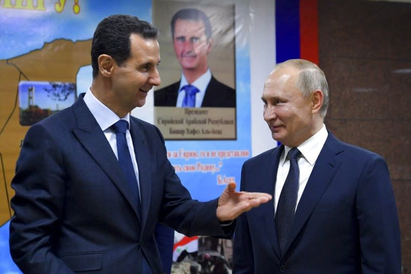 2020年1月，俄羅斯總統普京與敘利亞總統阿塞德在大馬士革會面。（美聯社）