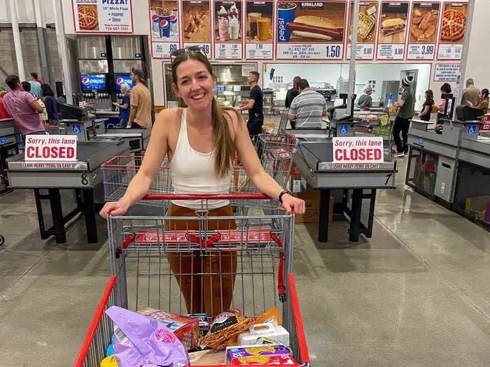 Monica Humphries with cart at Costco