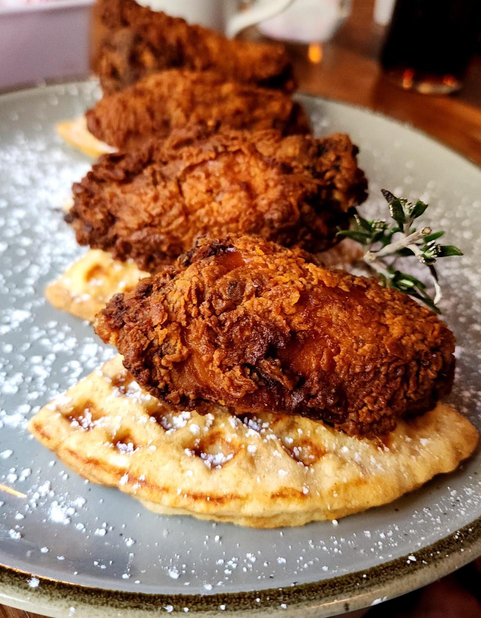 Chicken and Waffles at Kin Southern Table + Bar.