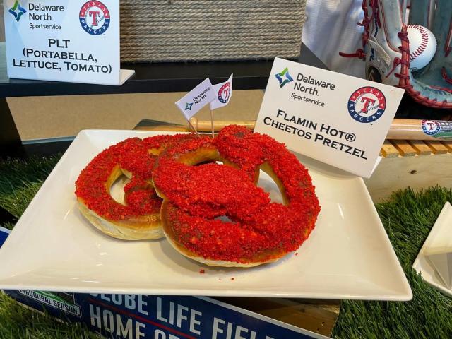 Taste testing the Texas Rangers' new two-foot-long 'boomstick burger'  concession at Globe Life Field 