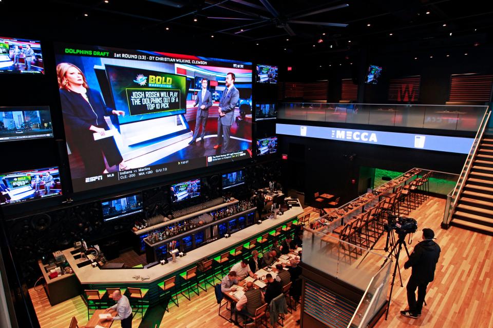 This 38-foot television monitor is the featured piece at The Mecca Sports Bar and Grill at the Fiserv Forum plaza. The Mecca is the last major business to open in this portion of the Deer District, the area surrounding the new arena.