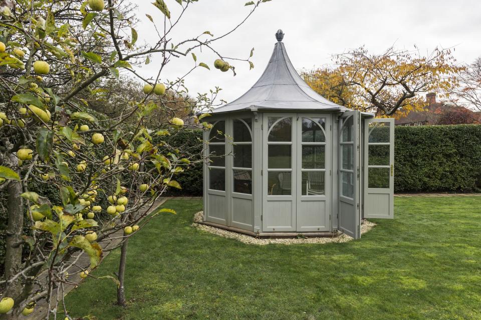 ornate gazebo in backyard