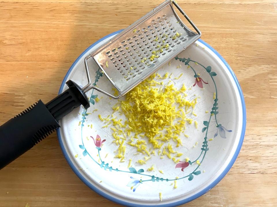 Grating lemon zest for Gordon Ramsay's 10-minute scampi