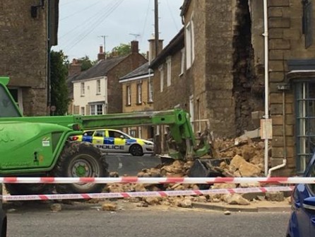 Police cordoned off the area with the stolen tractor still at the scene (Russell Harrison / Facebook)