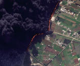 A satellite image shows a pipeline fire in Homs, Syria. The pipeline, which runs through the rebel-held neighborhood of Baba Amr, in Homs, had been shelled by regime troops for the previous 12 days, according to two activist groups, the Local Coordination Committees and the Britain-based Syrian Observatory for Human Rights. Photo: AP