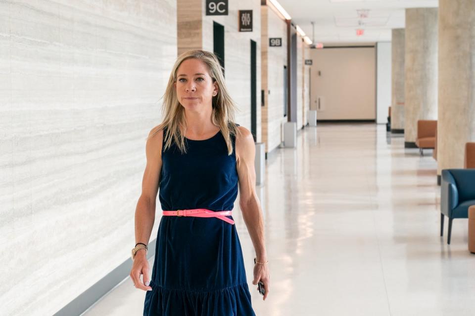 Amanda Zurawski appears in a Travis County courthouse in Austin, Texas on 19 July. (AFP via Getty Images)