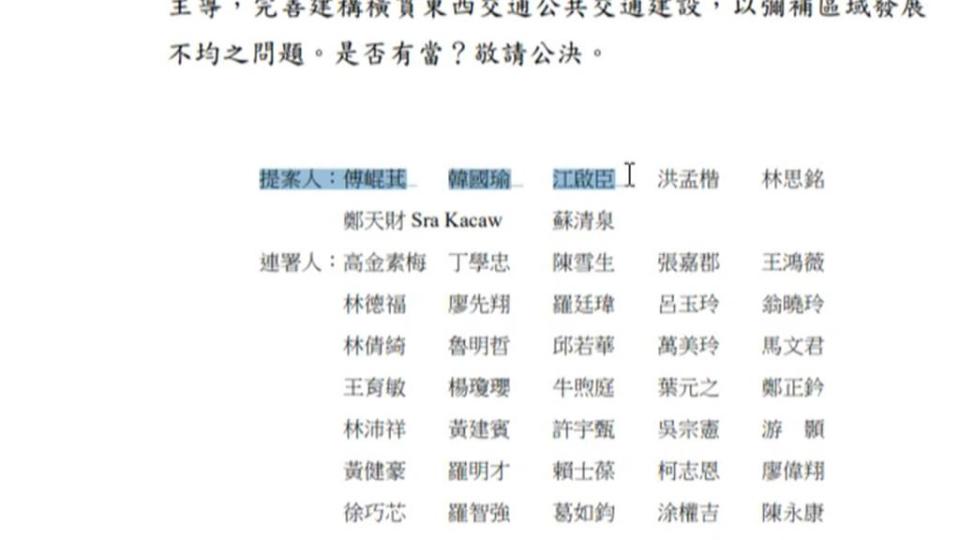 議事不中立？　韓國瑜、江啟臣竟列為法案提案人