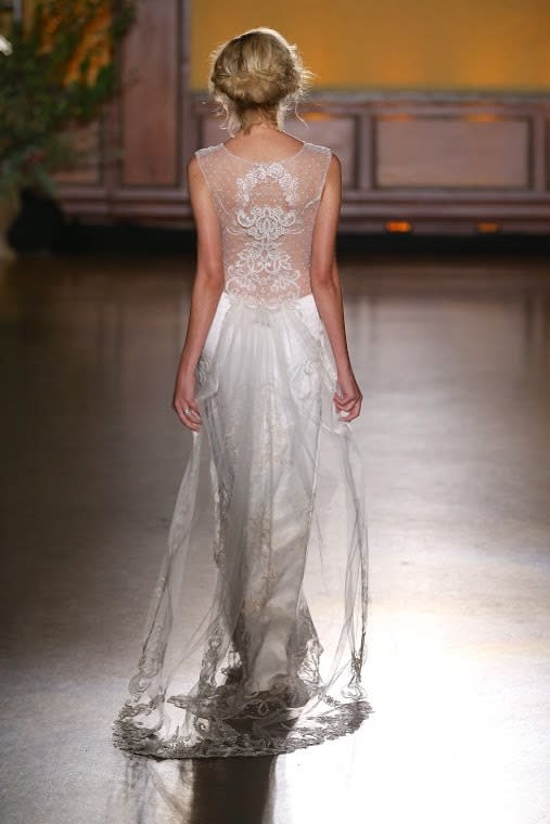 A full lace back with lace overlay at Claire Pettibone. 