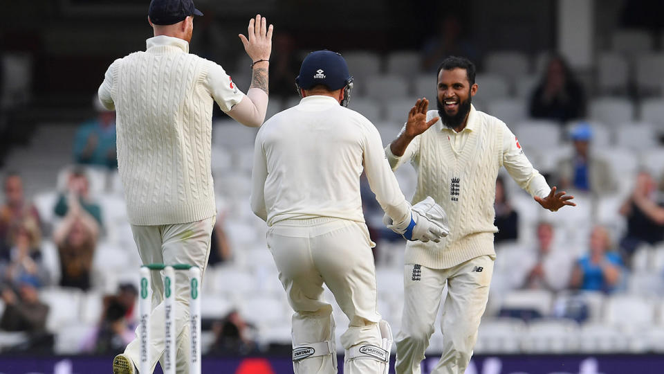 Adil Rashid celebrates. (Photo by Mike Hewitt/Getty Images)