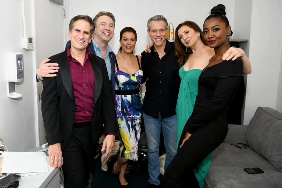 Seth Rudetsky, James Wesley, Bellamy Young, Adam Pascal, Donna Murphy, and Patina Miller