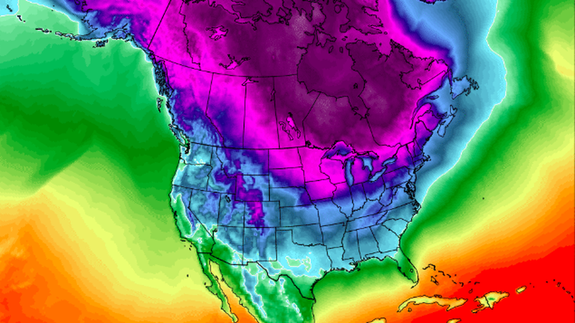 Temperature forecast for early February 2019.