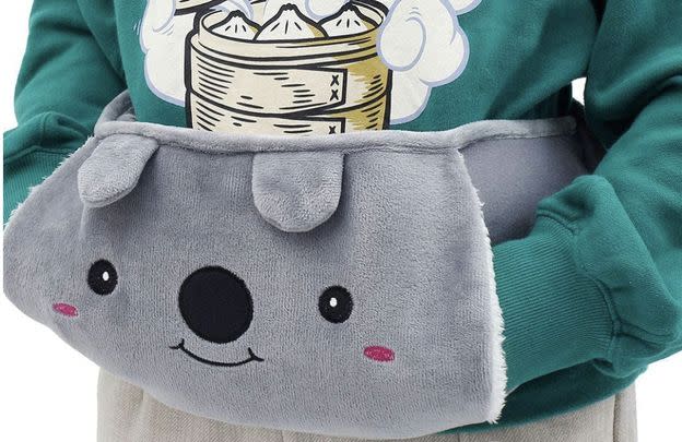 This adorable hot water bottle wraps around your waist. It's ideal for soothing any cramps completely hands-free.