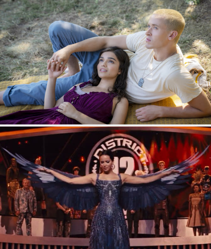 Screenshots from "Ballad of Songbirds & Snakes" and "Catching Fire"