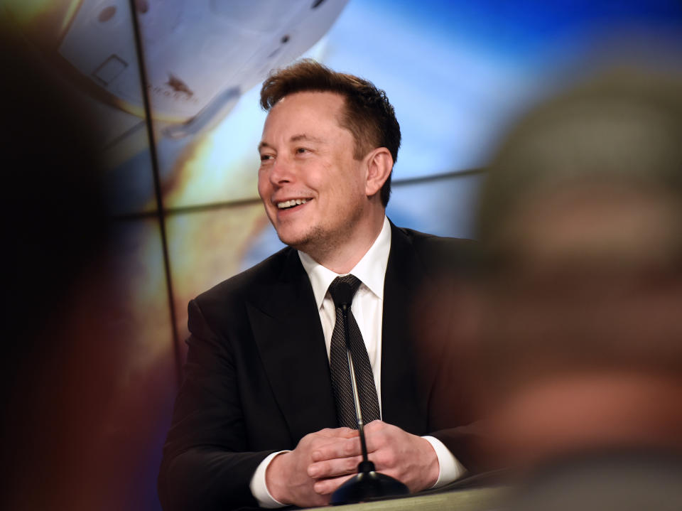 January 19, 2020 - Kennedy Space Center, Florida, United States - SpaceX CEO Elon Musk speaks at a press conference following the successful In-Flight Abort Test of the SpaceX Falcon 9 rocket and Crew Dragon capsule on January 19, 2020 at the Kennedy Space Center in Florida.  (Photo by Paul Hennessy/NurPhoto via Getty Images)