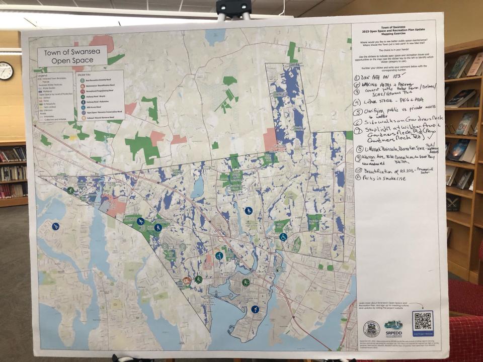 Posters showing various components of what would be included in Swansea's comprehensive plan.